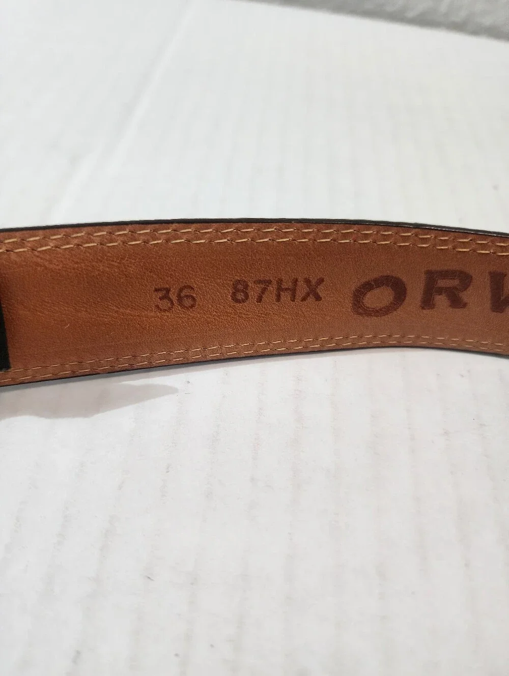 VTG Orvis Brown Bridle Leather Dress Casual Belt Size 36 Solid Brass Made USA